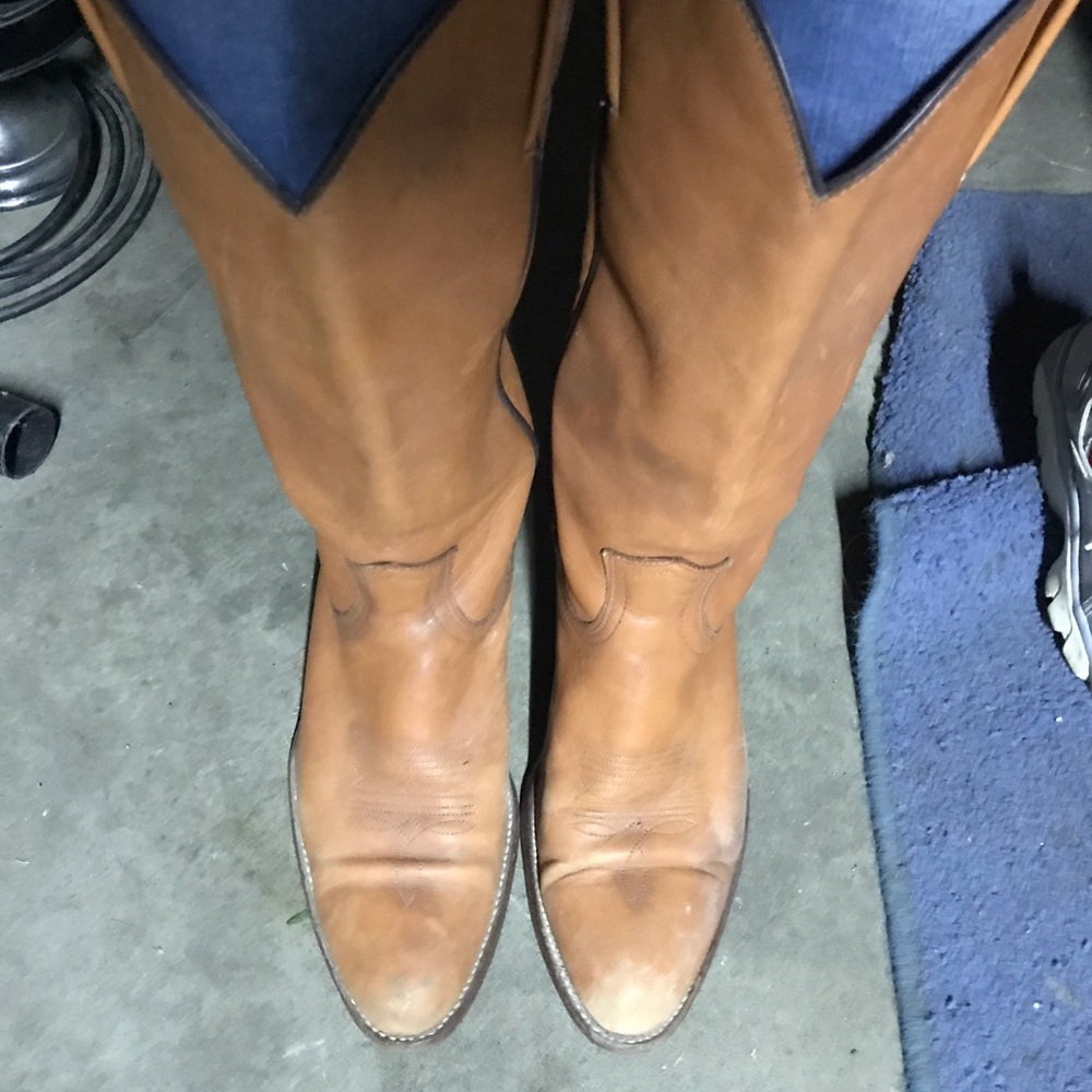 Frye Tan Cowboy Western Boots Classic Leather